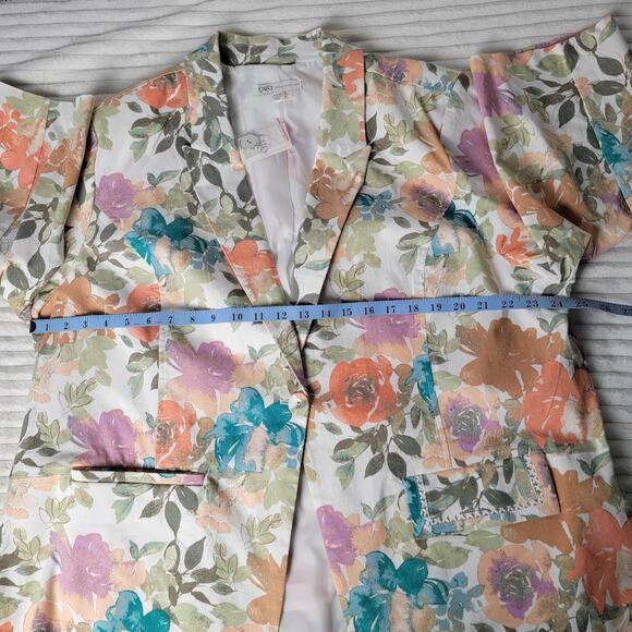 Cato Plus 22W Floral Blazer Jacket NWT Bright Pastel Print Lined Spring Dopamine - Picture 6 of 10